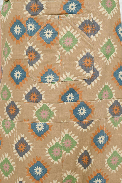 Beige Diamond Print Overall