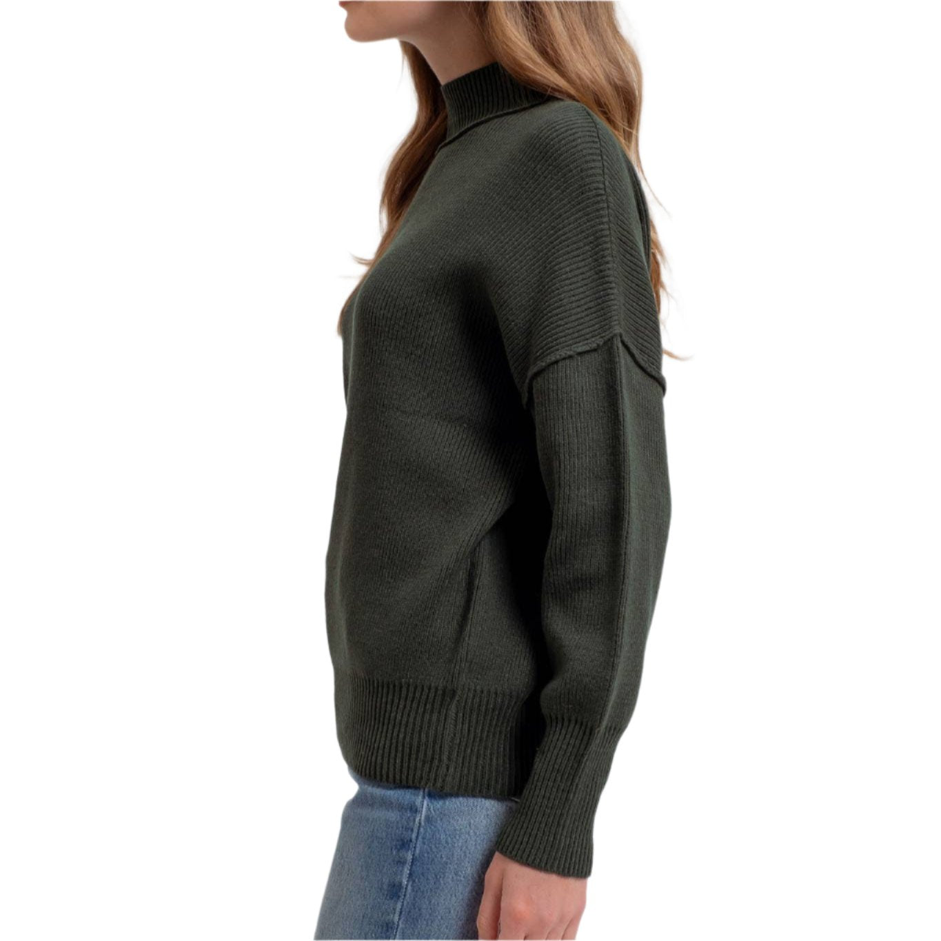 Hunter Green Mock Neck Sweater