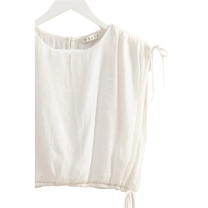 White Bubble Hem Top