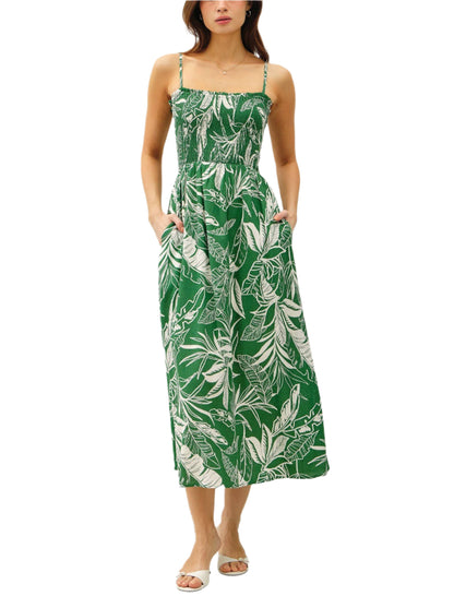 Leaf Print Midi  Dress