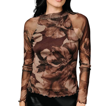 Fall Floral Mesh Top