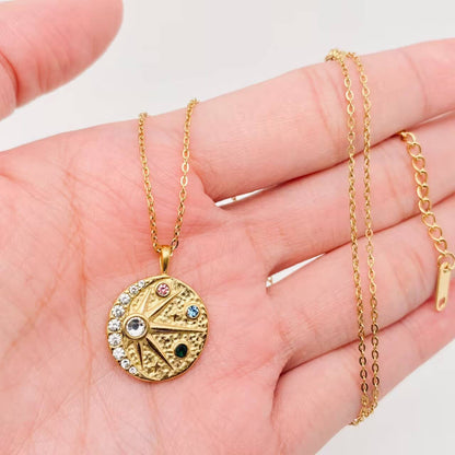 Gold-plated Star Moon Inlaid Zircon Pendant Necklace