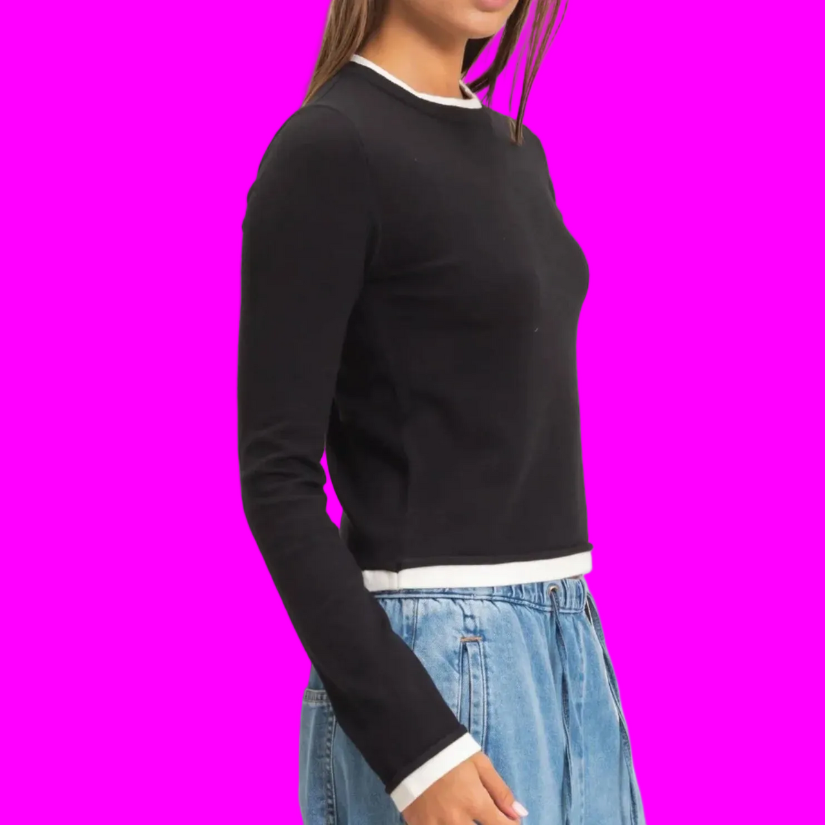 Black Layer Knit Top