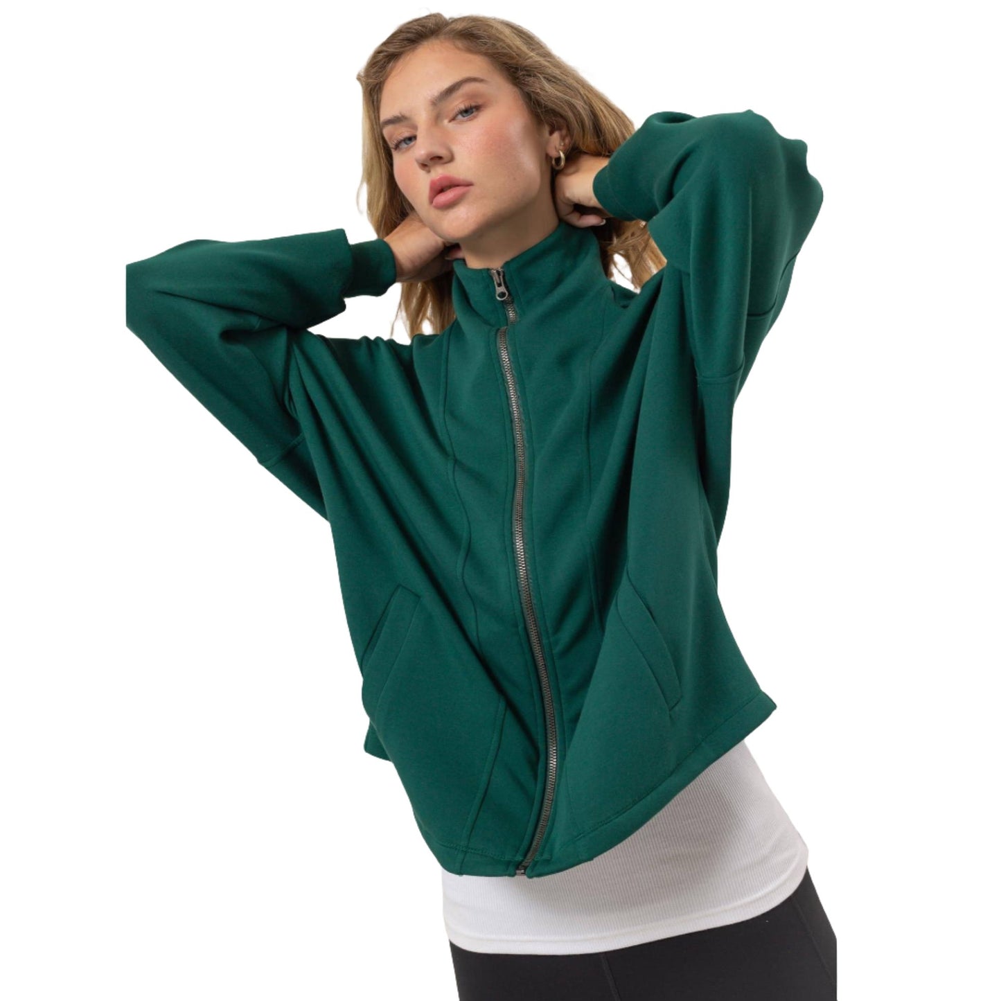 High Neck Zip-Up Jacket