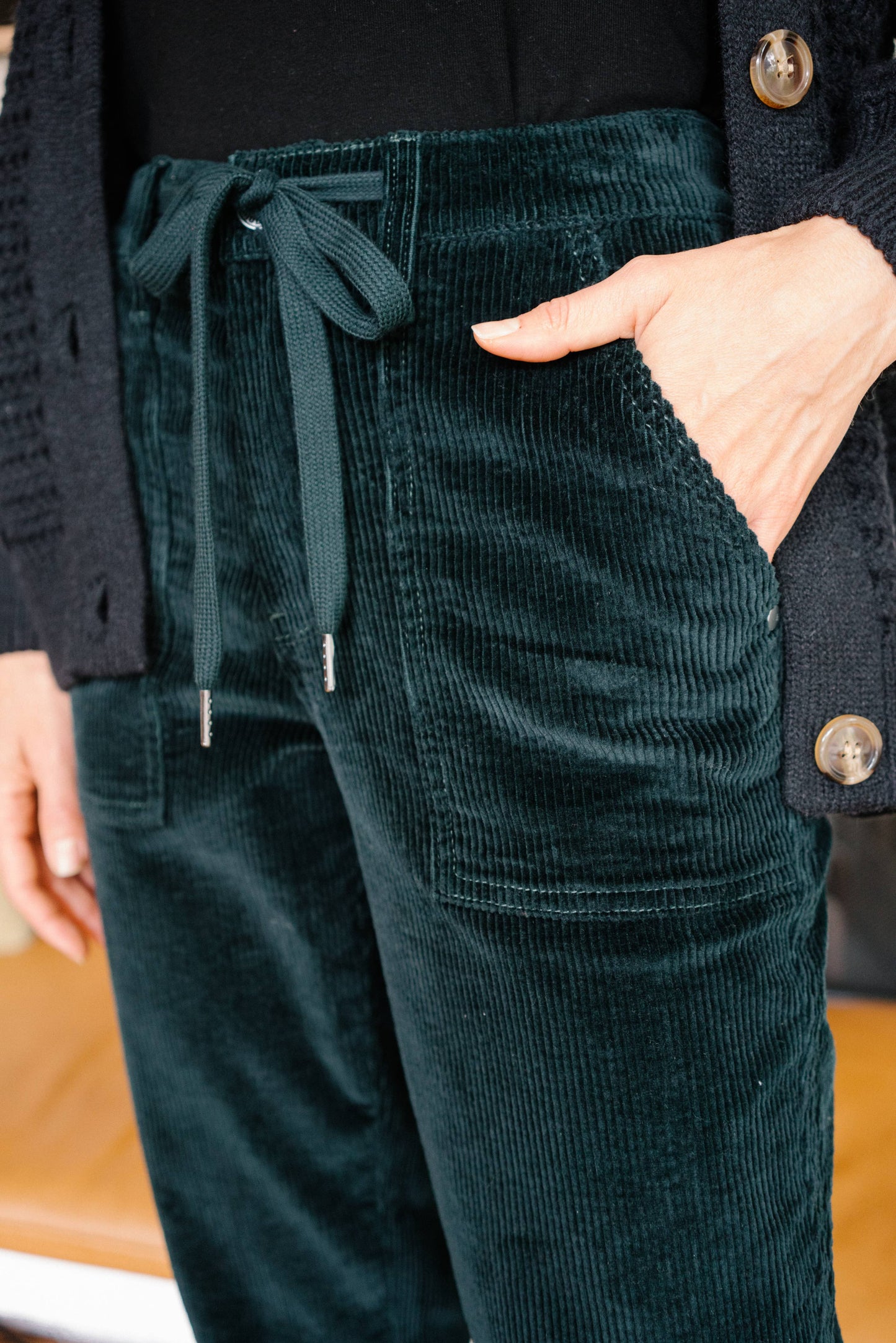 Emerald Corduroy Cuffed Jogger
