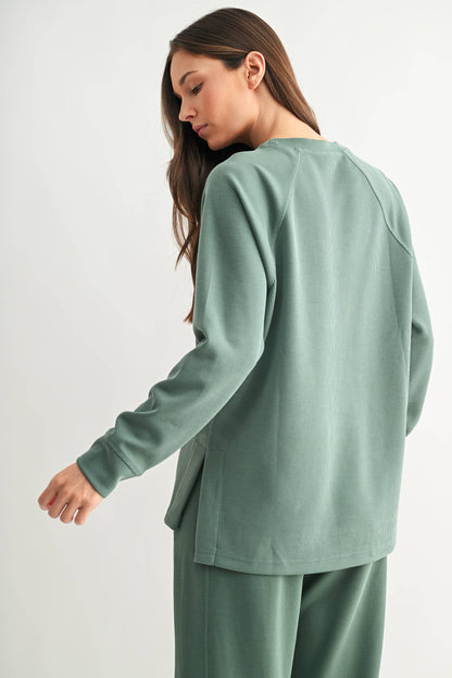 Elder green Luxe Sand Wash Rib Raglan Tee