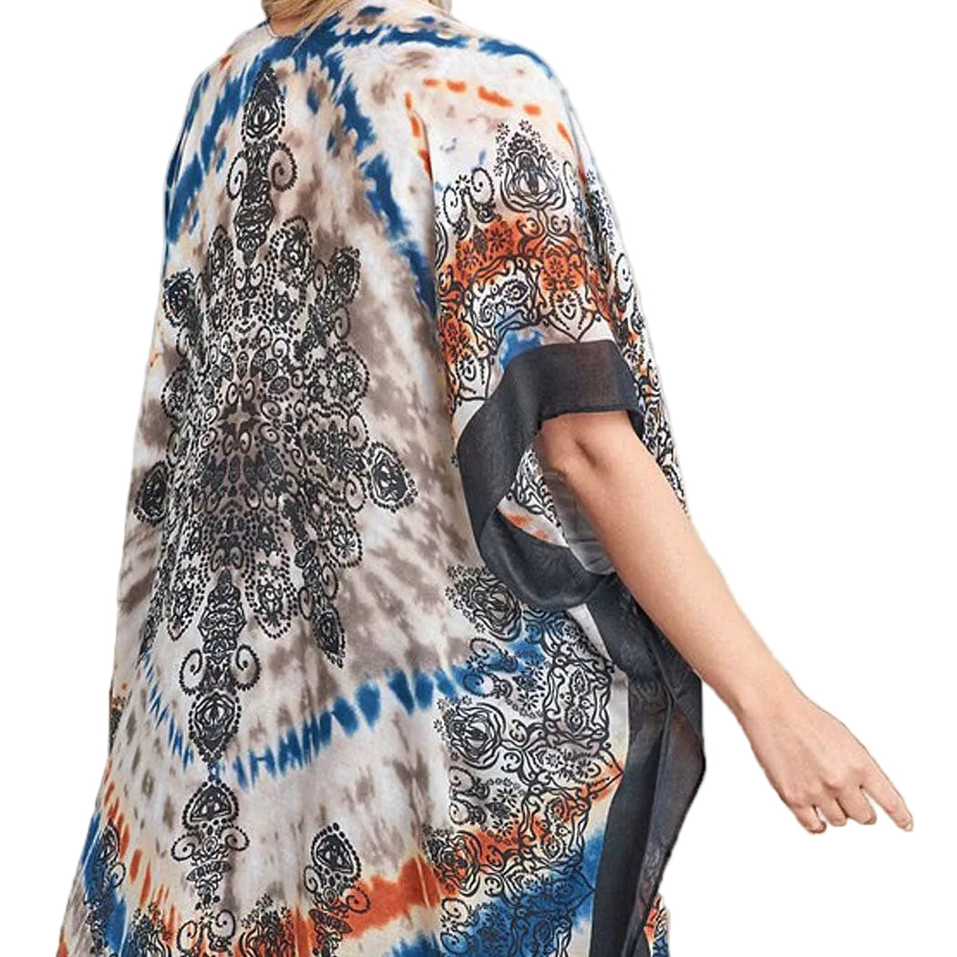 Colorful patterned garment with a neutral background