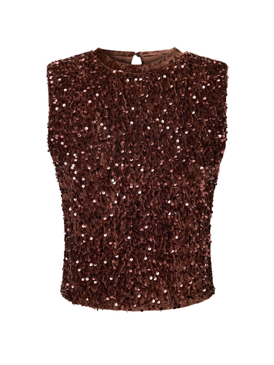 Brown Boxy Sleeveless Top