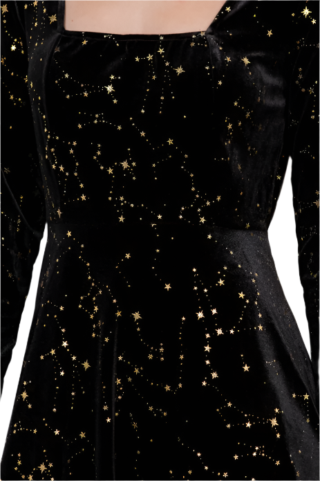 Celestial Black Velvet Dress