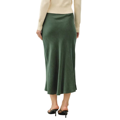 [NEW SHADE] Emerald Silky Suede Skirt