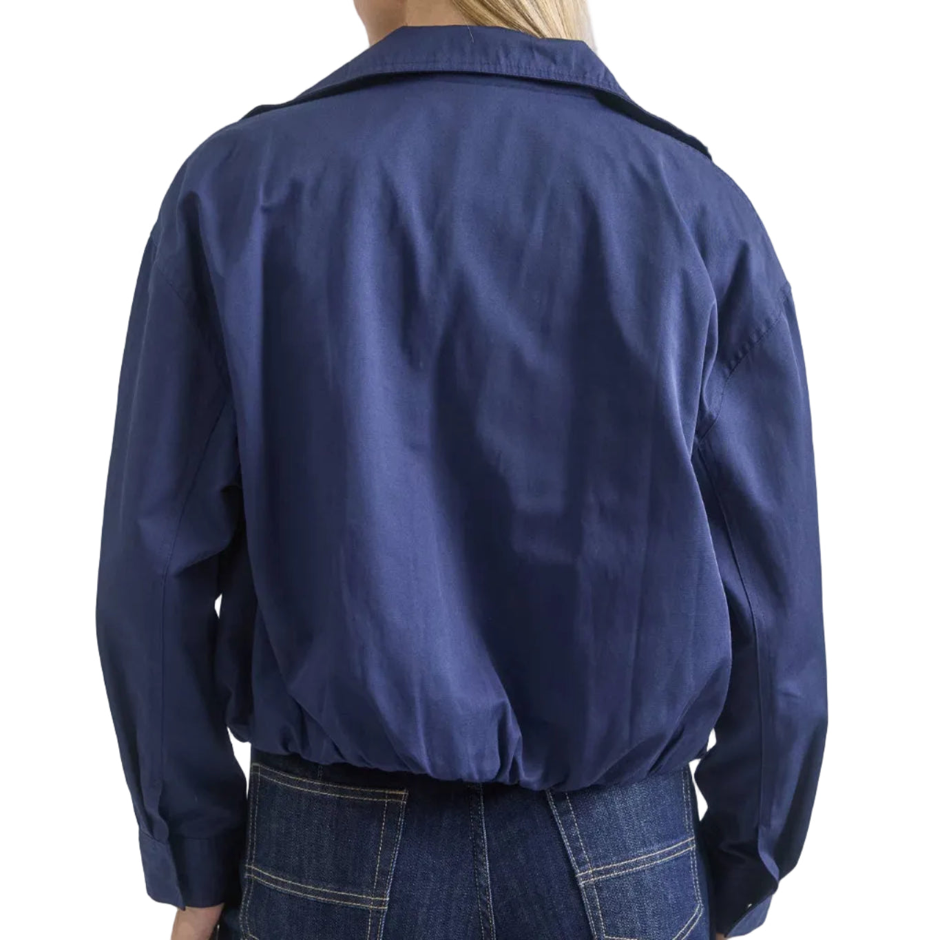 Navy Zip-Up Mock Neck Jacket