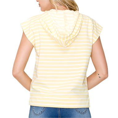 Yellow Striped Pullover Hoodie Top