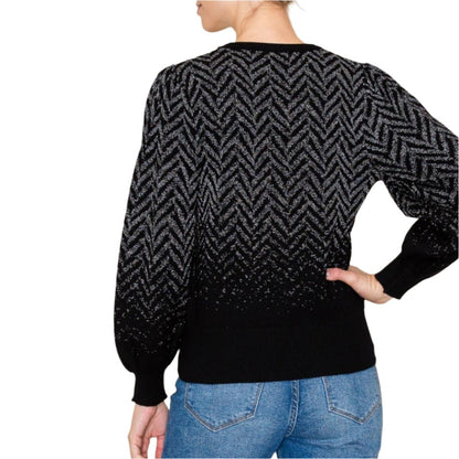 Black Chevron Pattern Lurex Sweater