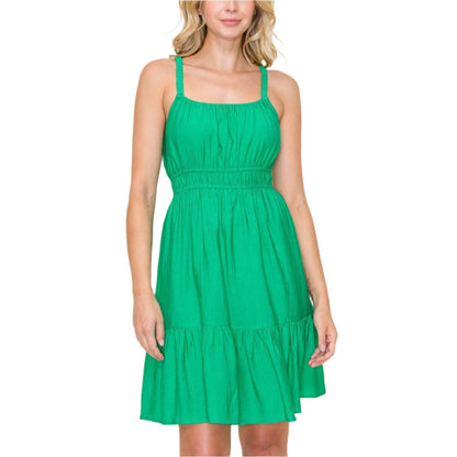 Kelly Green Mini Tiered Dress