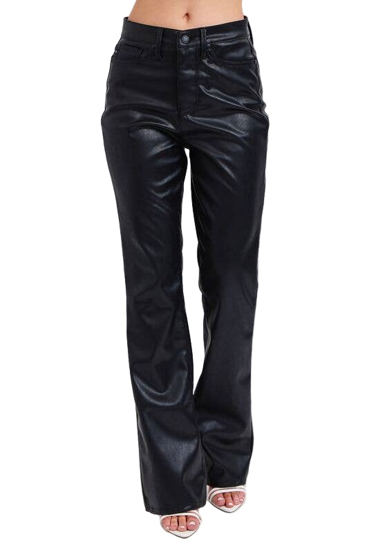 Black leather pants on a white background