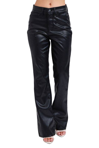 Black leather pants on a white background