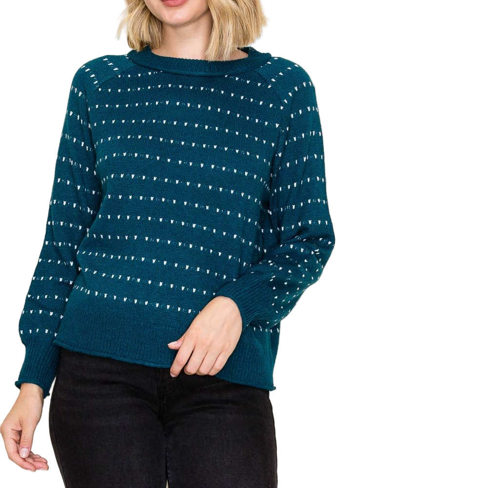 Teal Dotted Striped Sweater