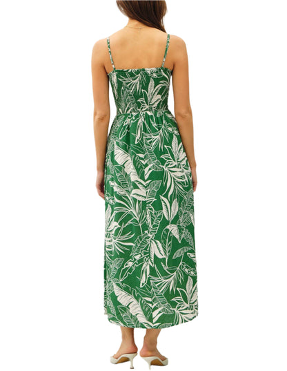 Leaf Print Midi  Dress