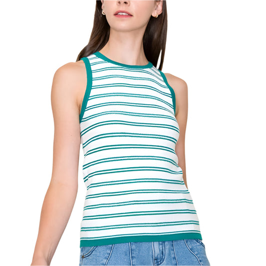 Green / Ivory Striped Tank