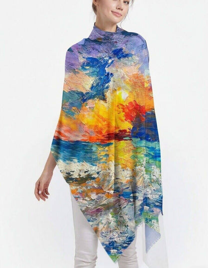 Ocean Sunset Modal Art Scarf Shawl