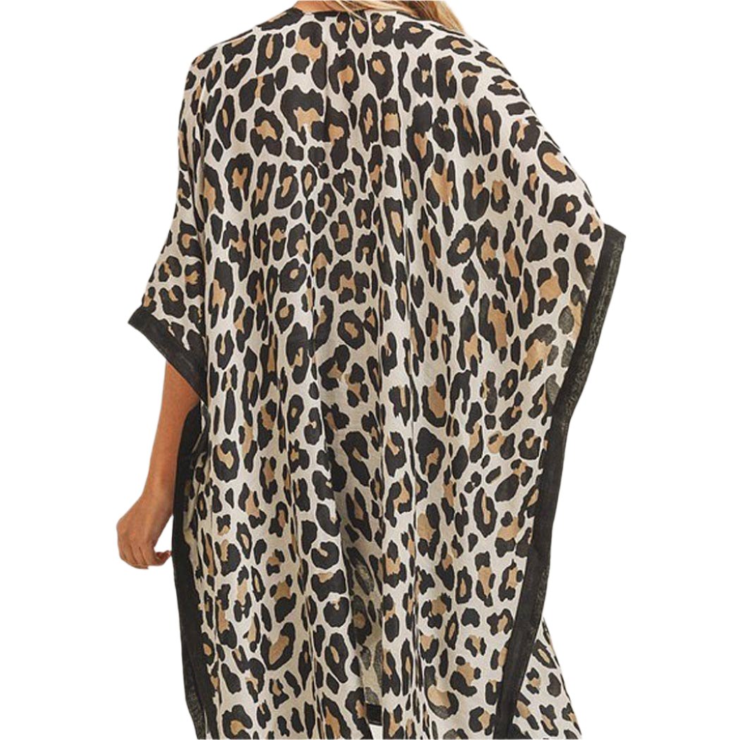 Beige Leopard Print Kimono