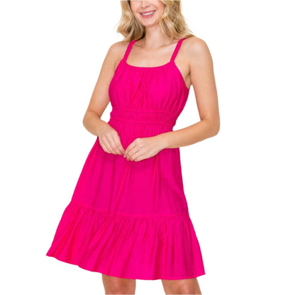 Magenta Mini Tiered Dress