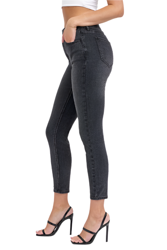 Black Skinny Jean with Rhinestones