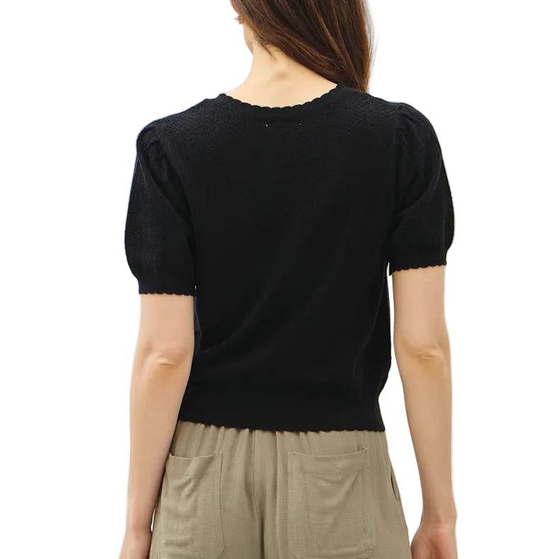 Black Pointelle Cardigan