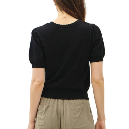 Black Pointelle Cardigan