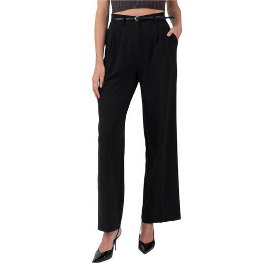 Black High-waist pleated Wide-Leg Dress Pants